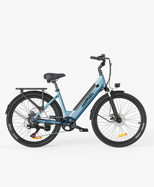 MileCity 1 elcykel i blå, sedd från sidan