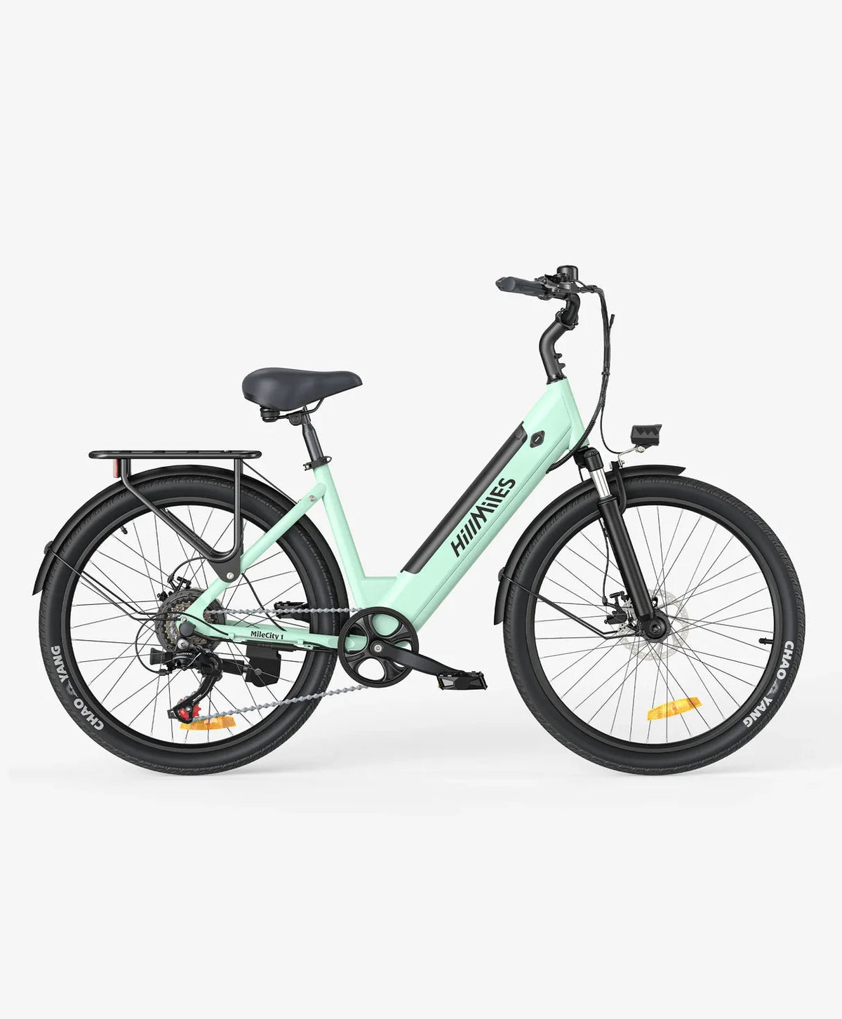 MileCity 1 elcykel i grön, sedd från sidan