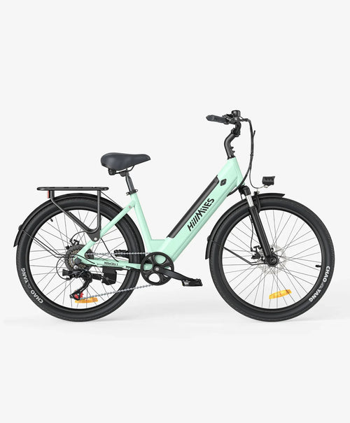 MileCity 1 elcykel i grön, sedd från sidan